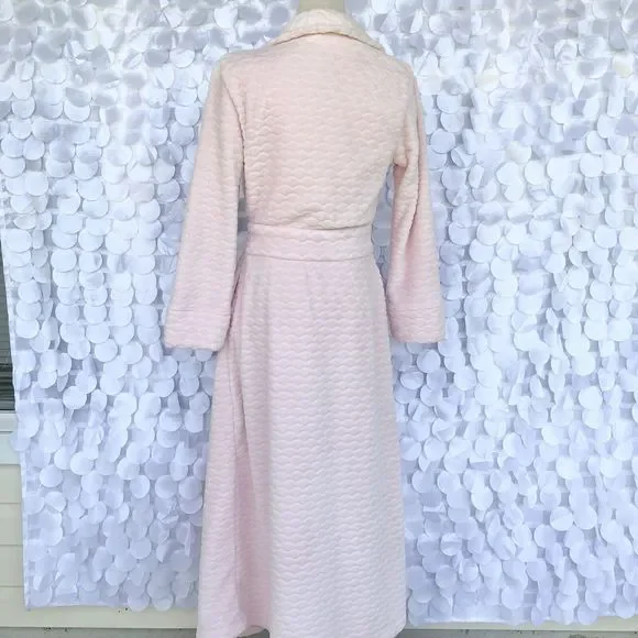 Oscar De La Renta LONG Pink Plush Textured Bath Robe Small - Picture 2 of 9
